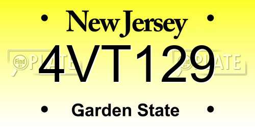 4VT129 New Jersey License Plate