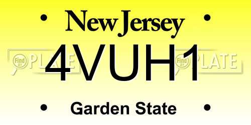 4VUH1 New Jersey License Plate