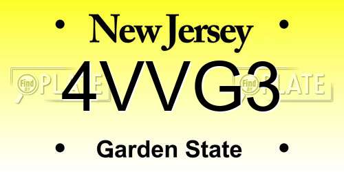4VVG3 New Jersey License Plate