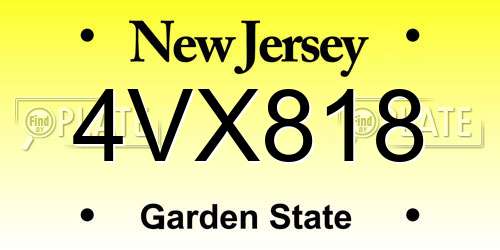 4VX818 New Jersey License Plate