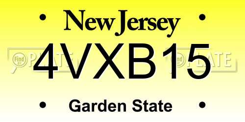 4VXB15 New Jersey License Plate