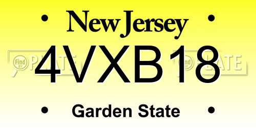 4VXB18 New Jersey License Plate