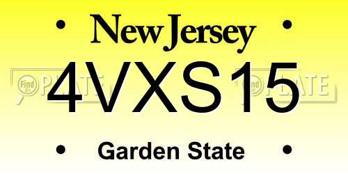 4VXS15 New Jersey License Plate