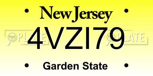 4VZI79 New Jersey License Plate