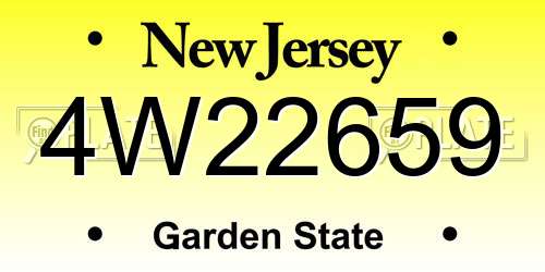 4W22659 New Jersey License Plate