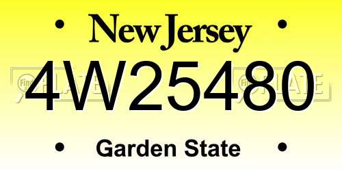 4W25480 New Jersey License Plate