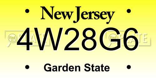 4W28G6 New Jersey License Plate