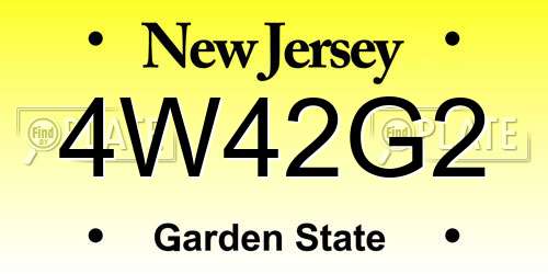 4W42G2 New Jersey License Plate