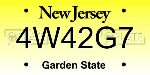 4W42G7 New Jersey License Plate