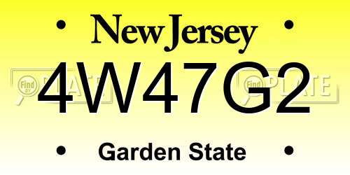4W47G2 New Jersey License Plate