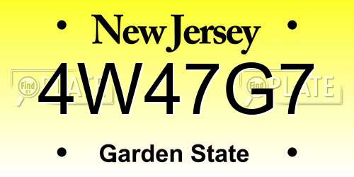 4W47G7 New Jersey License Plate