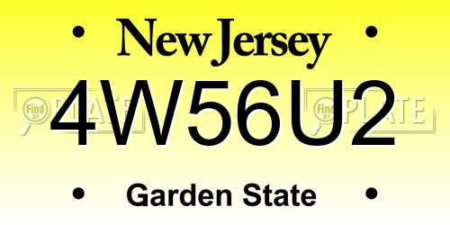 4W56U2 New Jersey License Plate