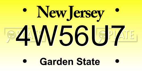 4W56U7 New Jersey License Plate