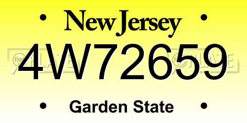 4W72659 New Jersey License Plate