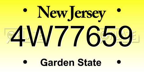 4W77659 New Jersey License Plate