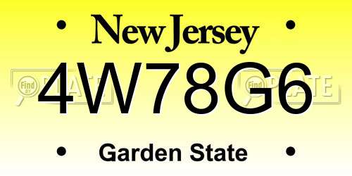4W78G6 New Jersey License Plate