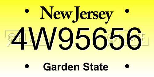 4W95656 New Jersey License Plate