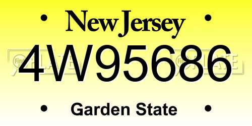 4W95686 New Jersey License Plate