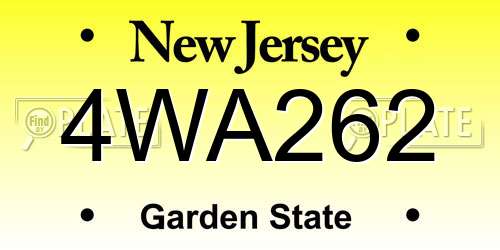 4WA262 New Jersey License Plate