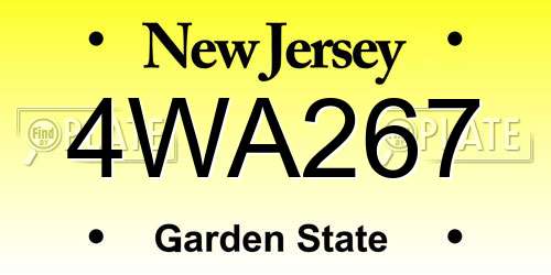 4WA267 New Jersey License Plate
