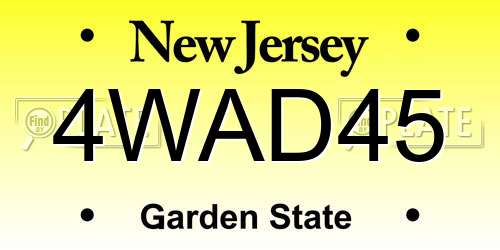 4WAD45 New Jersey License Plate