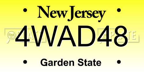 4WAD48 New Jersey License Plate