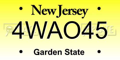 4WAO45 New Jersey License Plate
