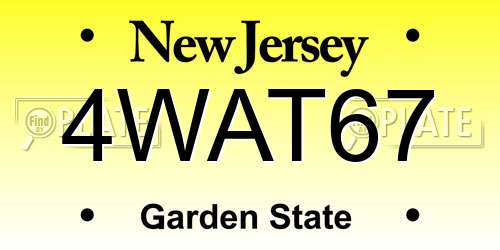 4WAT67 New Jersey License Plate