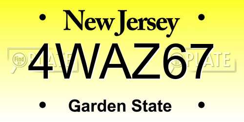 4WAZ67 New Jersey License Plate