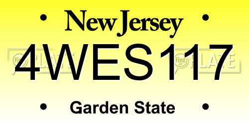 4WES117 New Jersey License Plate