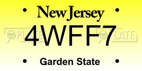 4WFF7 New Jersey License Plate