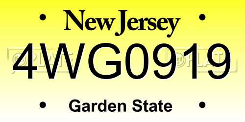 4WG0919 New Jersey License Plate