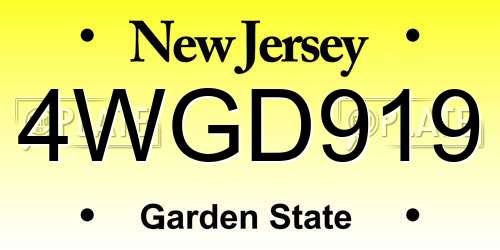 4WGD919 New Jersey License Plate