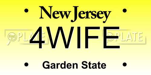 4WIFE New Jersey License Plate