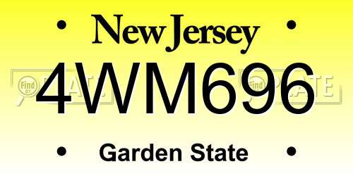 4WM696 New Jersey License Plate