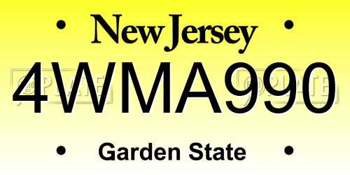 4WMA990 New Jersey License Plate