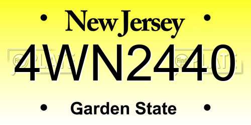 4WN2440 New Jersey License Plate
