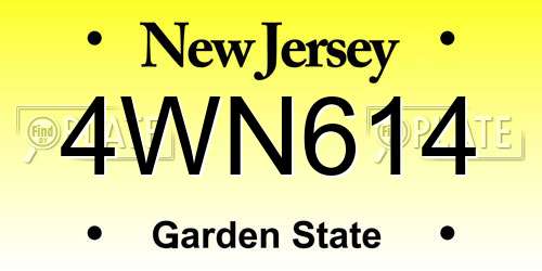 4WN614 New Jersey License Plate