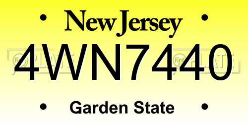 4WN7440 New Jersey License Plate