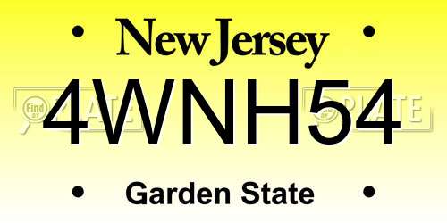 4WNH54 New Jersey License Plate