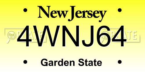 4WNJ64 New Jersey License Plate