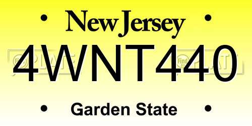 4WNT440 New Jersey License Plate