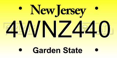 4WNZ440 New Jersey License Plate