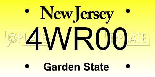 4WR00 New Jersey License Plate