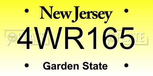 4WR165 New Jersey License Plate