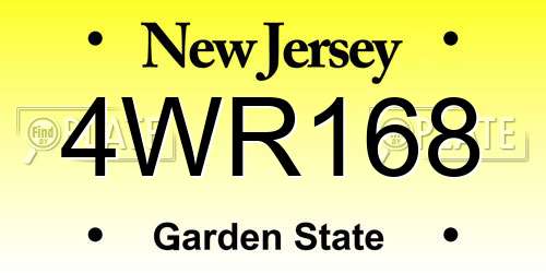 4WR168 New Jersey License Plate