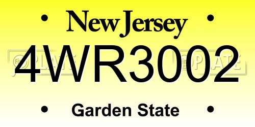 4WR3002 New Jersey License Plate