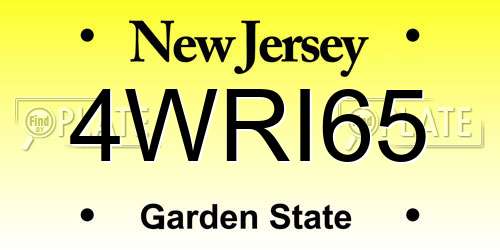 4WRI65 New Jersey License Plate