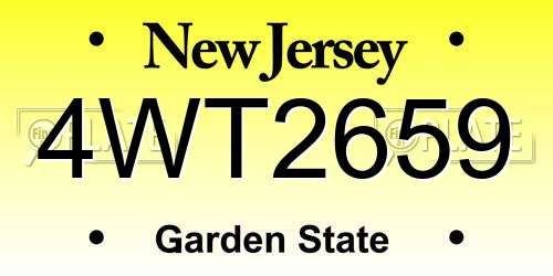 4WT2659 New Jersey License Plate
