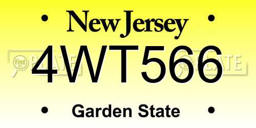 4WT566 New Jersey License Plate